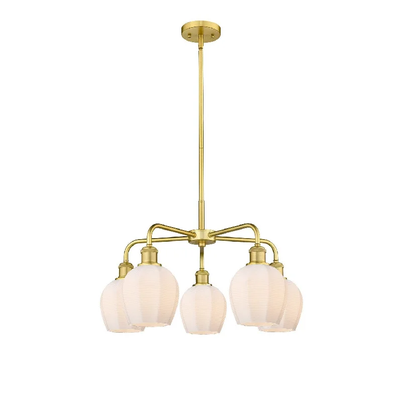 French Country Chandeliers with a Romantic AuraFrench Country Chandeliers with a Romantic AuraInnovations Downtown Urban 516-5CR-SG-G461-6 Chandelier Light - Satin Gold