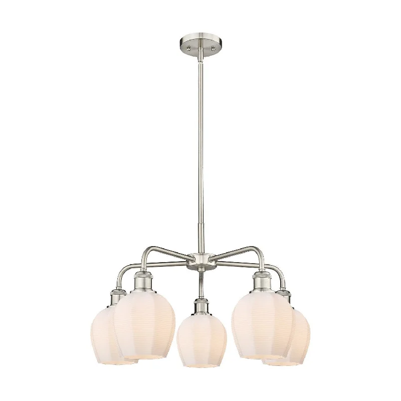 Chandeliers with Metal Frames in Black FinishChandeliers with Metal Frames in Black FinishInnovations Downtown Urban 516-5CR-SN-G461-6 Chandelier Light - Satin Nickel