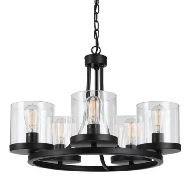 Largo Pendant Light Suspended Small 5Lt in Oil Bronze/Clear