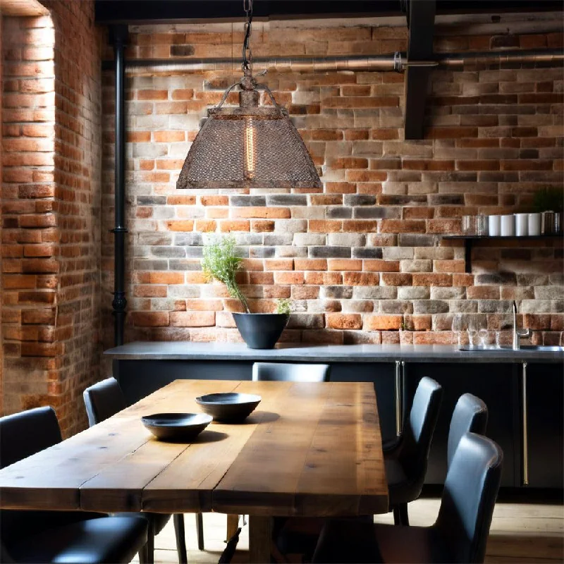 Adjustable Industrial Lighting for Flexible IlluminationLorenzo Pendant Light Medium or Large 1x60w E27 in Brown Rustic