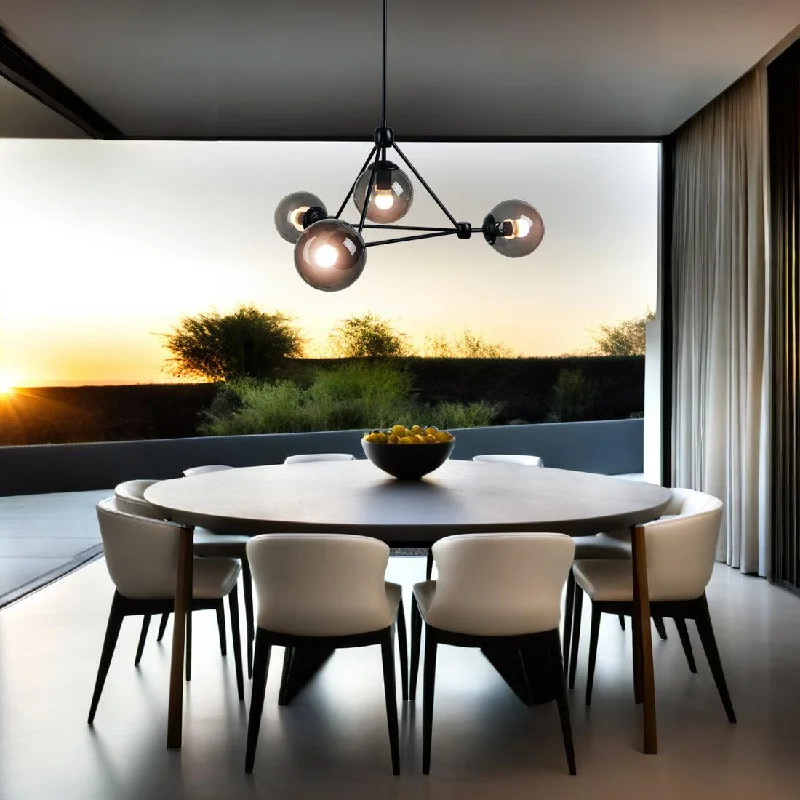 Selene 4 Light Pendant Geometric in Matt Black