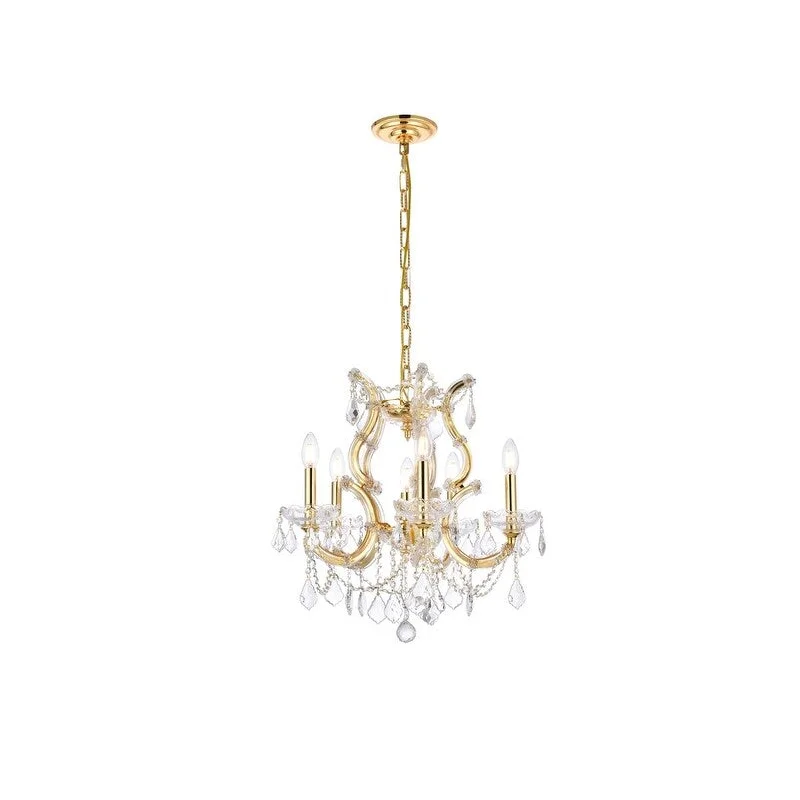 French Country Chandeliers with a Romantic AuraFrench Country Chandeliers with a Romantic AuraMaria Theresa 6 light Gold Pendant Clear Elegant Cut Crystal - Exact Size