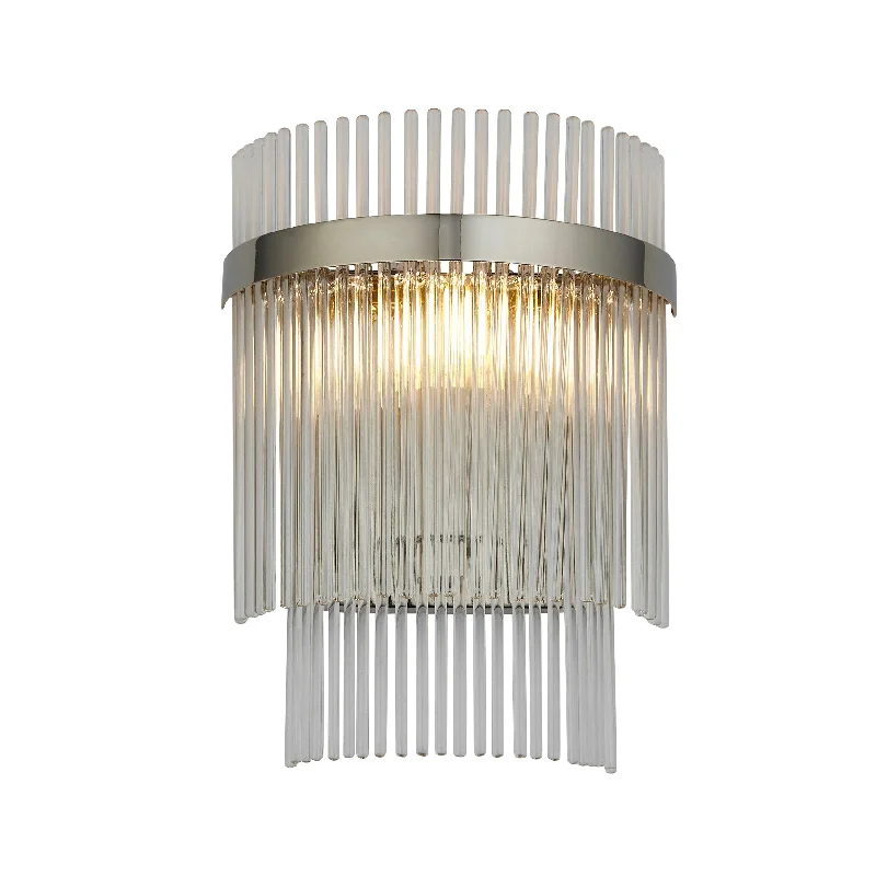 Marietta Nickel Wall Light - Glass Rod Shade