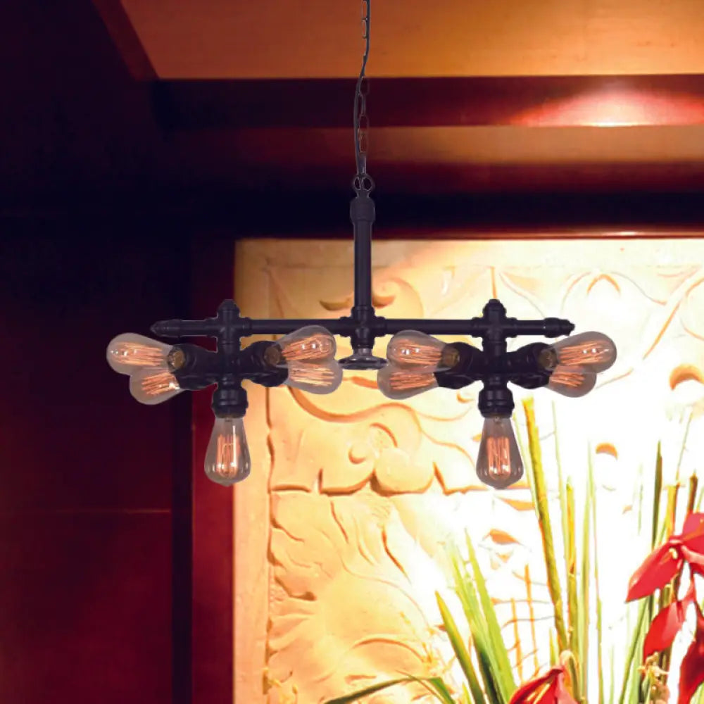 Industrial Iron Chandeliers for Loft - Inspired SpacesIndustrial Iron Chandeliers for Loft - Inspired SpacesBlack Metal Industrial Chandelier - Modern 10-Head Pendant Lamp for Living Room