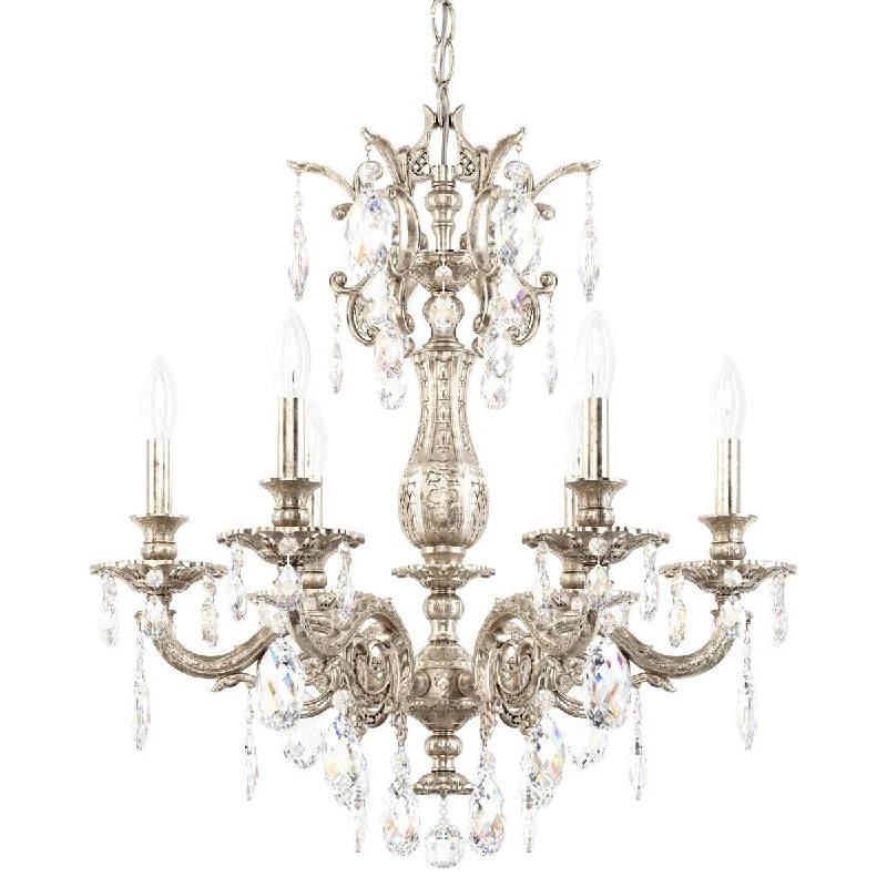 Chandeliers with Frosted Glass for a Softer Light DiffusionChandeliers with Frosted Glass for a Softer Light DiffusionMilano 6 Light Chandelier Antique Silver Clear Spectra Crystal - One Size