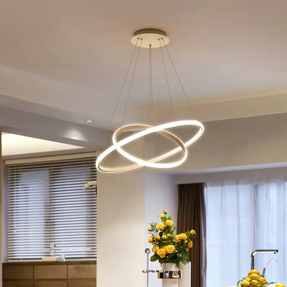 Minimalist Chandeliers for Sleek and Simple InteriorsMinimalist Chandeliers for Sleek and Simple InteriorsContemporary Round Pendant LED Chandelier for Dining Room in White/Coffee - 2/3 Tier Design