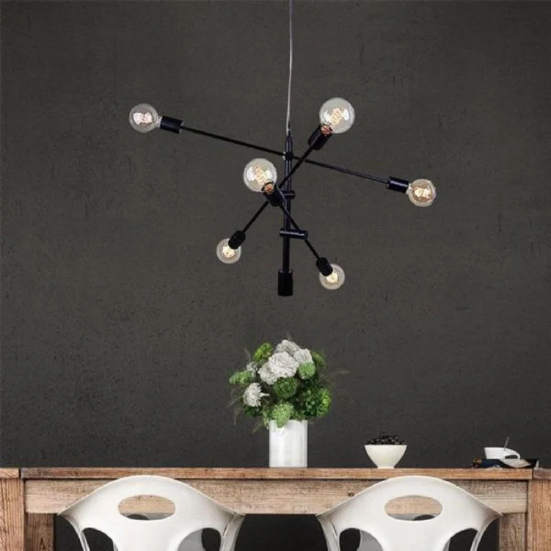 Modern Geometric Pendant Light with Pivot Arms in Black/Brass/Chrome