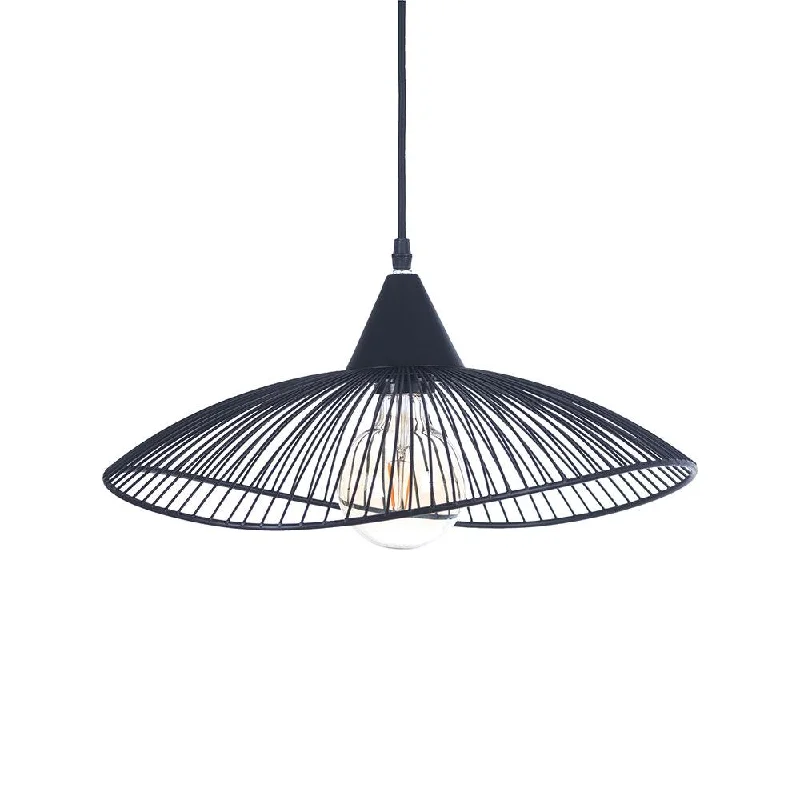 Oaks Lighting Helios Black Single Ceiling Pendant - 42cm