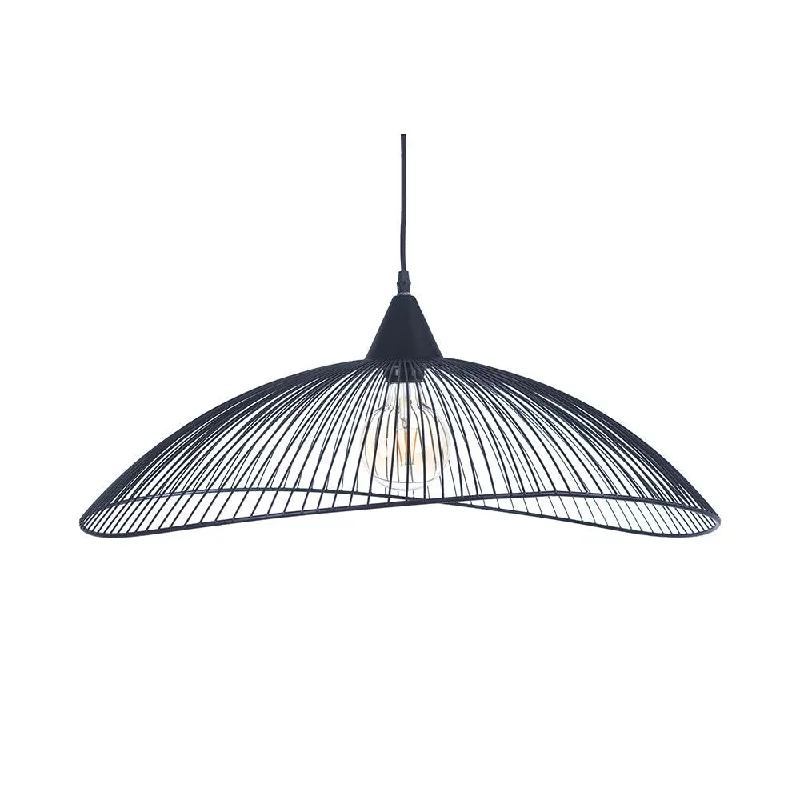 Oaks Lighting Helios Black Single Ceiling Pendant - 66cm