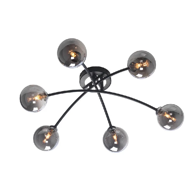 Oaks Marne 6 Light Black Semi-Flush Ceiling Light