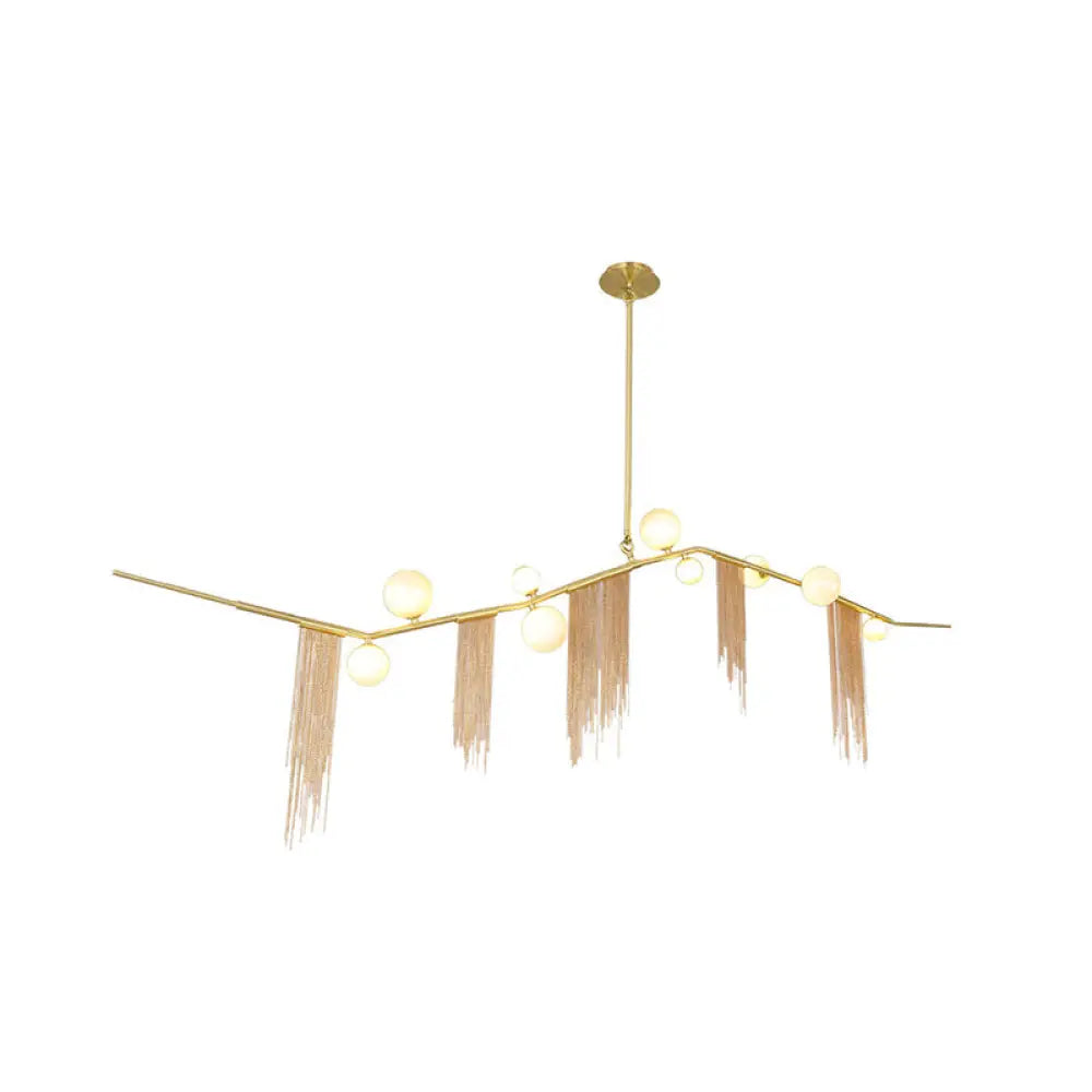 Small Chandeliers for Compact RoomsSmall Chandeliers for Compact RoomsModern Opal Glass Ball Chandelier Light Kit - 9-Light Drop Pendant in Gold with Tassel Fringe