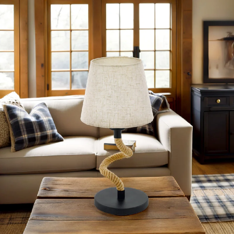 Rampside Vintage Rope Table Lamp in Black