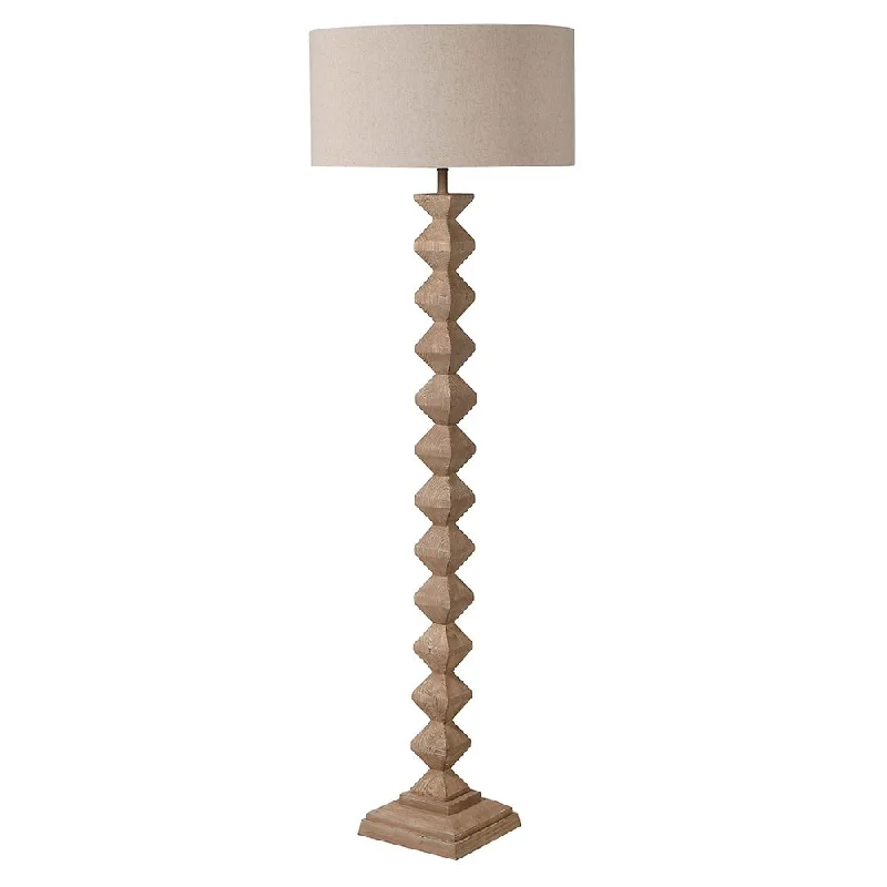 Ridged Floor Lamp with Linen Shade 160cm