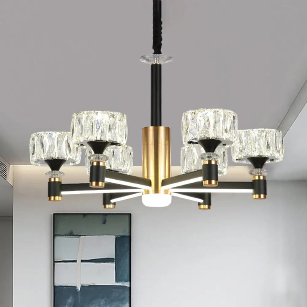 Chandeliers with Venetian Glass for a Luxurious LookChandeliers with Venetian Glass for a Luxurious LookFaceted Crystal Postmodern Chandelier - Round Shade Ceiling Light for Living Room in Black