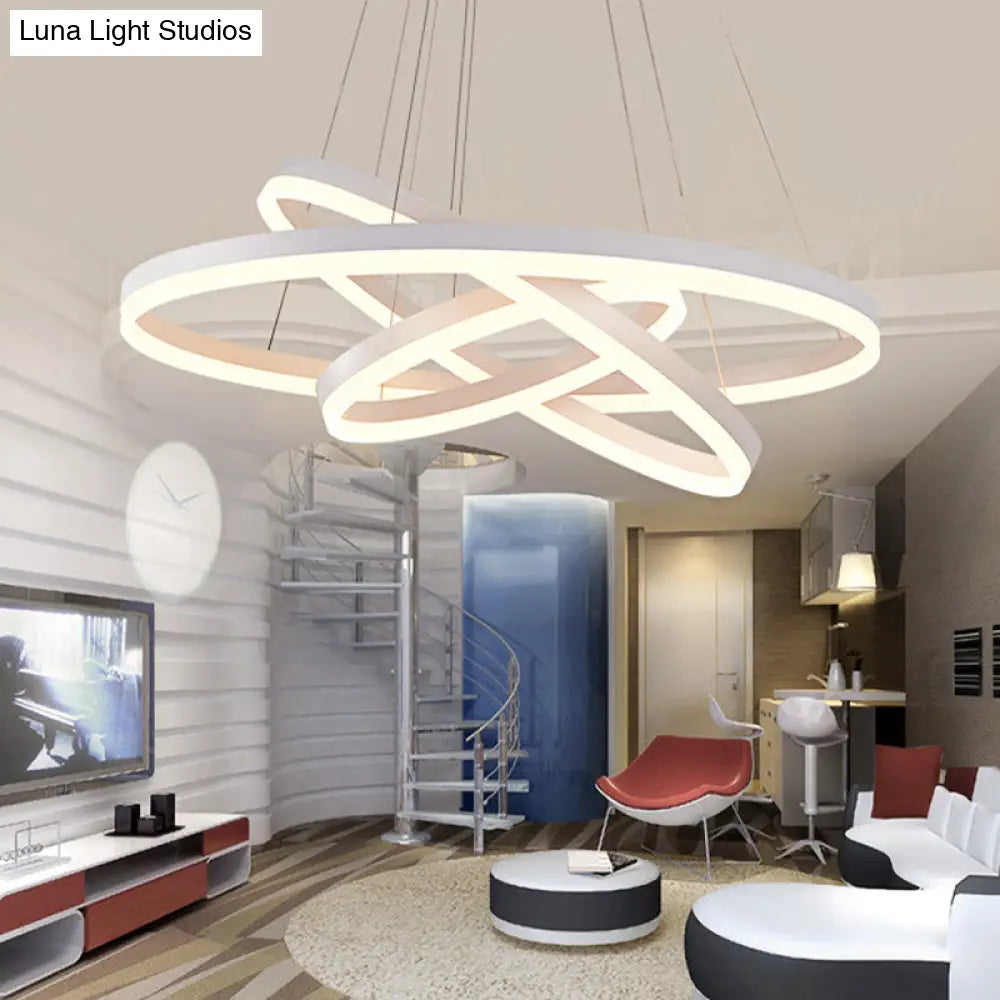 Industrial Iron Chandeliers for Loft - Inspired SpacesIndustrial Iron Chandeliers for Loft - Inspired SpacesMinimalistic Acrylic LED Chandelier in White - Small/Large 3-Ring Restaurant Drop Lamp