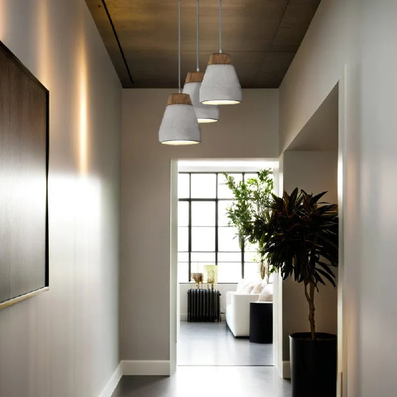 Concrete Timber Pendant in 1 or 3 Light