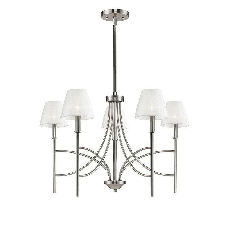 Chandeliers with Clear Crystal for a Sparkling EffectChandeliers with Clear Crystal for a Sparkling EffectTaylor Pewter and Pearl Chiffon Shade 5-light Chandelier