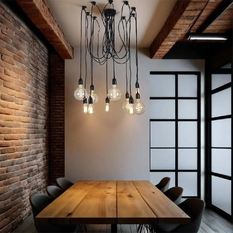 Ultra Modern 10 Light Pendant Light in Black or White