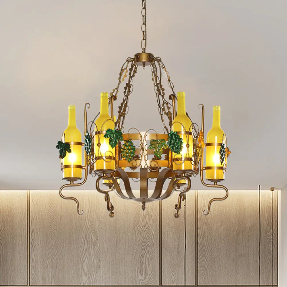 Chandeliers with Pendant Lights for a Stylish LookChandeliers with Pendant Lights for a Stylish LookBistro Chandelier Light - Industrial Yellow Glass - 6-Light - Antiqued Brass Pendant