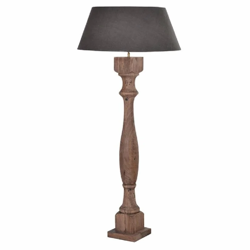 Wooden Column Floor Lamp with Shade