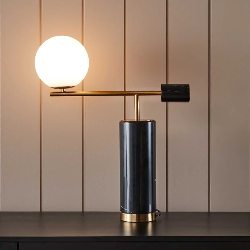 Black Marble Geometric Table Lamp