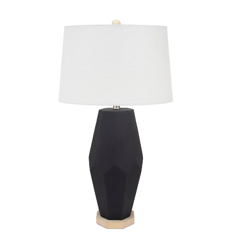 Black Pacifica Table Lamp- with 14x16x10 White Casual Linen Shade