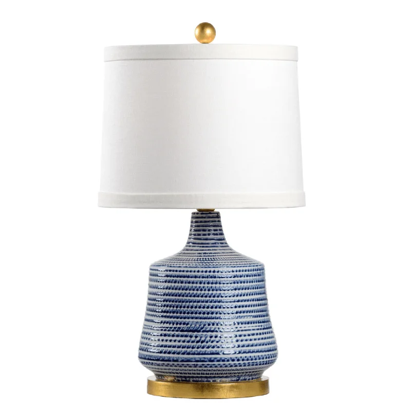 gothic style table lamps with dark finishes for a mysterious lookBlue and White Glazed Ceramic Beehive Lamp