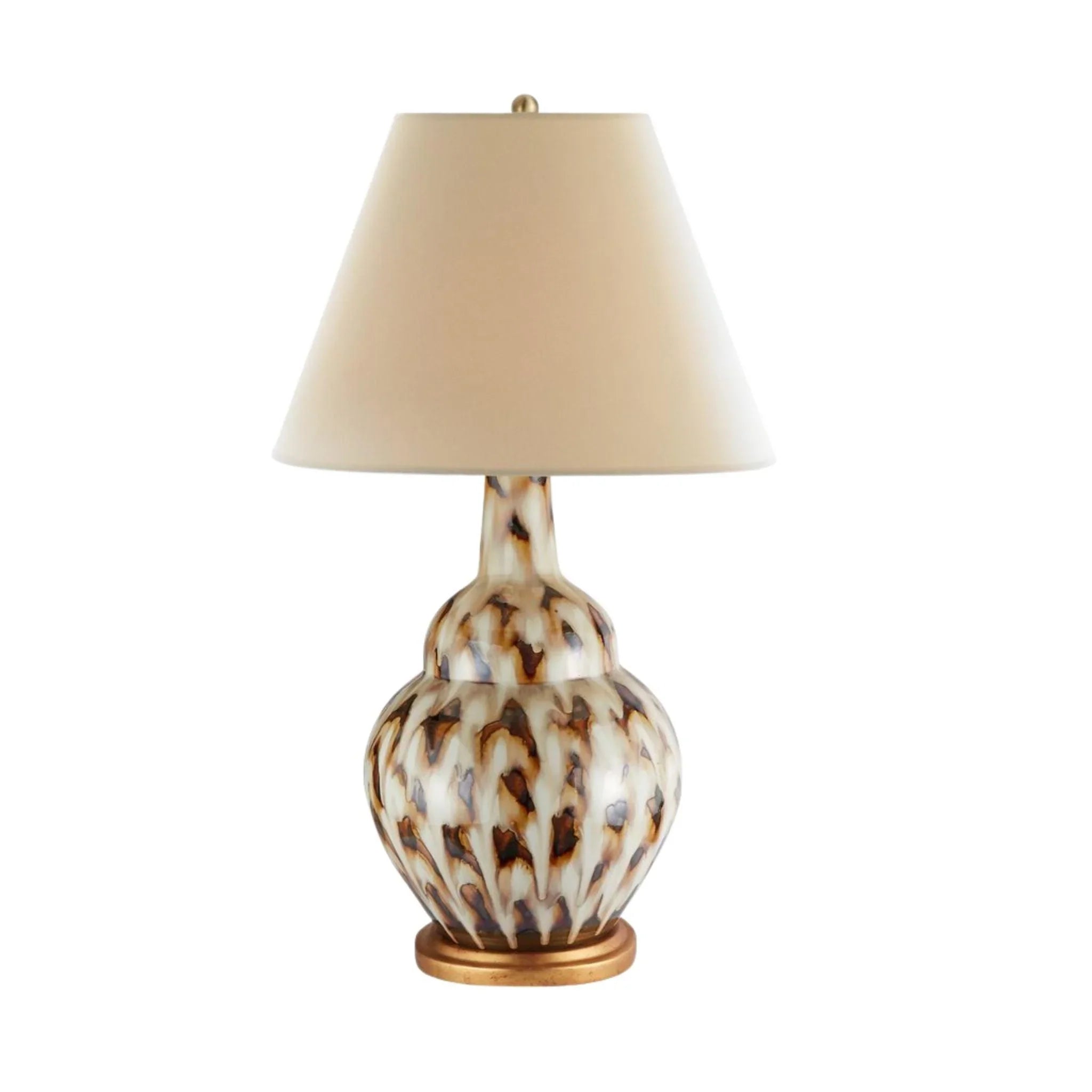 Ceramic Pheasant Feather Lamp in Brown