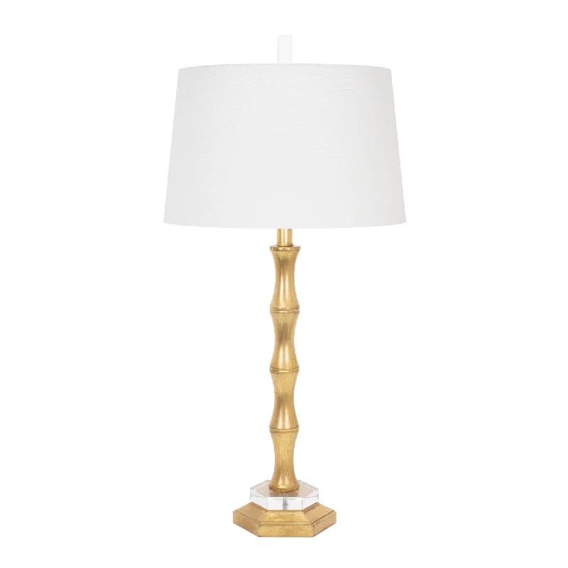 Gold Moso Table Lamp with Casual Linen Shade