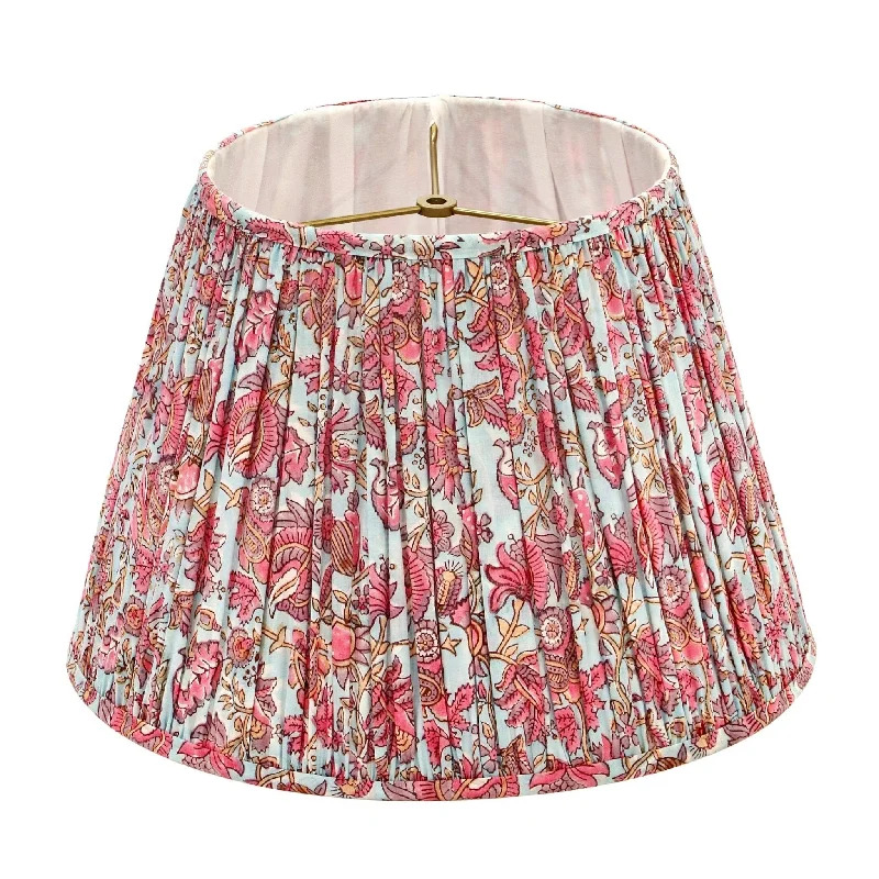 Grace in Blue and Pink Flowered Pleated Lamp Shade