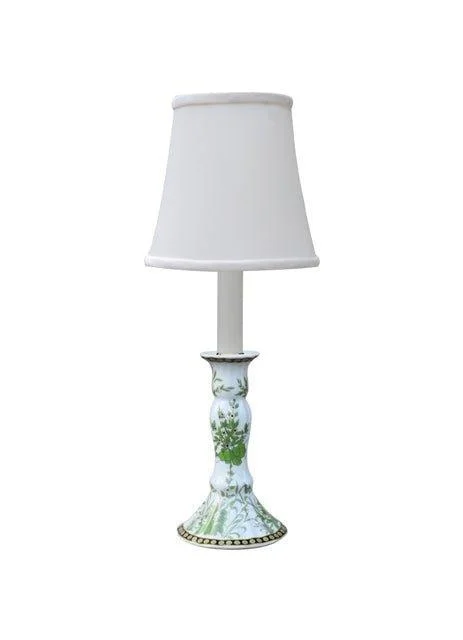 Green and White Floral Porcelain Mini Candle Stand Lamp