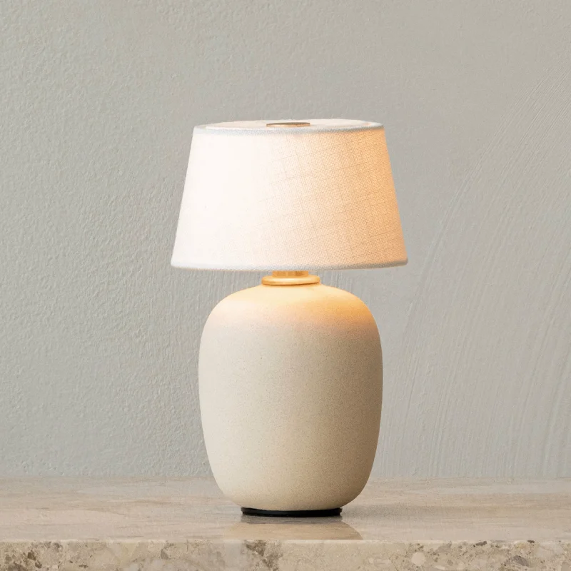 Portable Ceramic and Linen Table Lamp | Torso