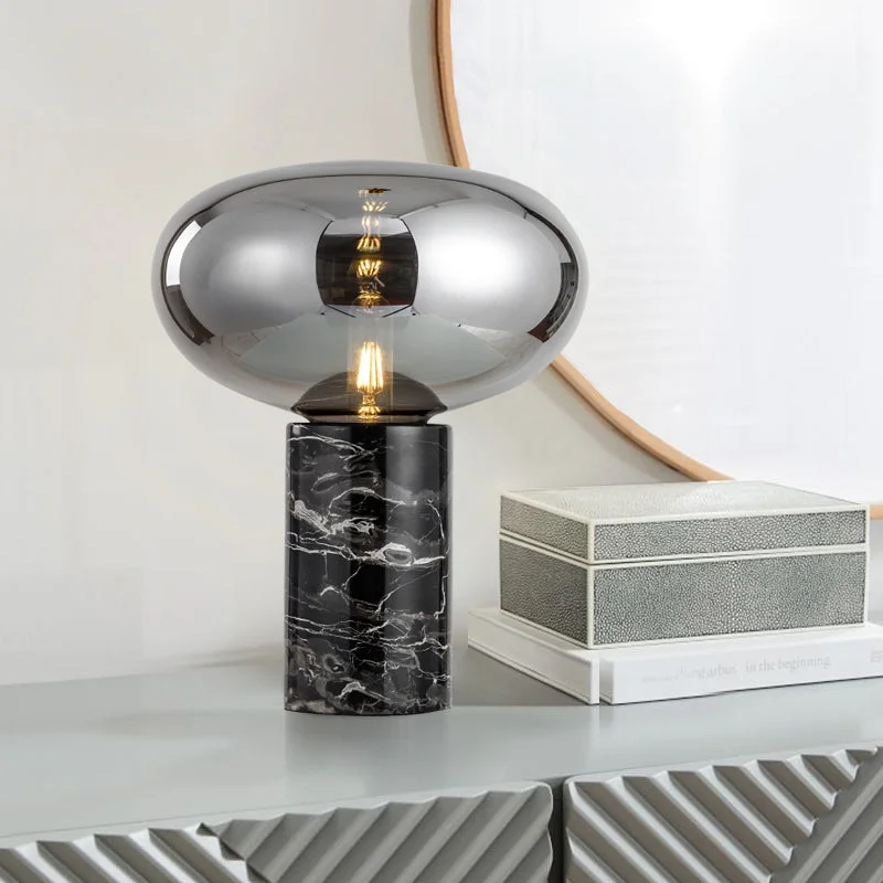 Joelle Oval Glass and Marble Table Lamp