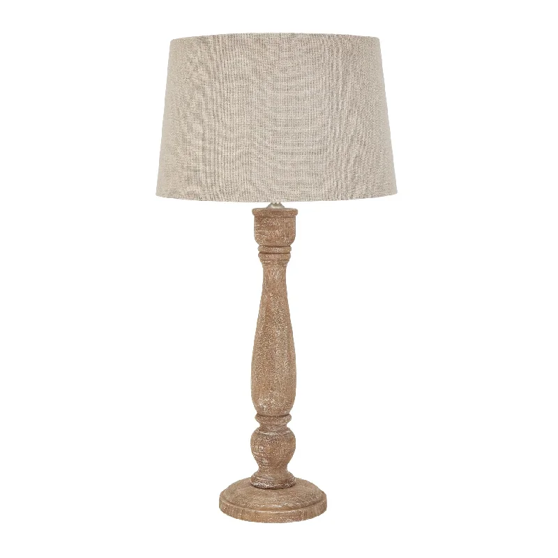 Laney Natural Wash Candlestick Lamp With Linen Shade 70cm