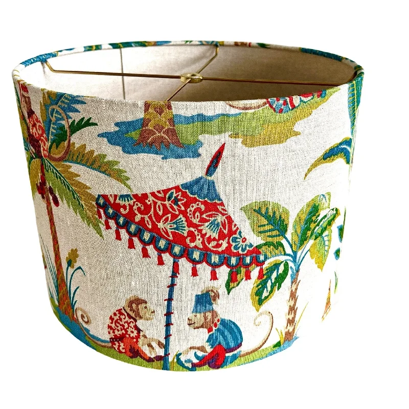 Liz in Monkey Linen Bespoke Drum Lampshade