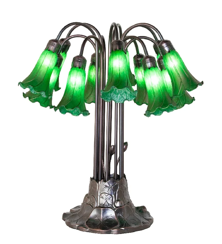 Green Tiffany Pond Lily 12 Light Table Lamp