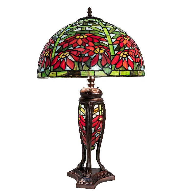 Tiffany Poinsettia 25"Table Lamp