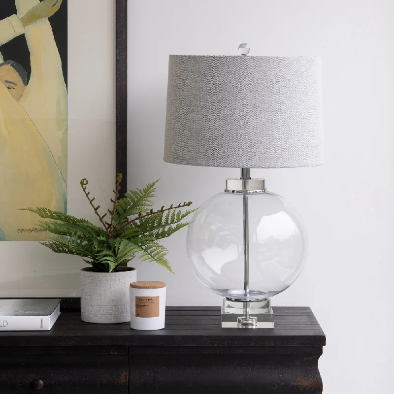 Round Glass and Solid Crystal Lamp with Shade