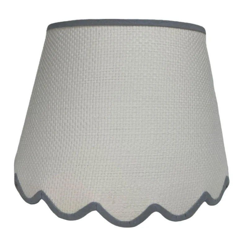 Scalloped White Raffia Shade