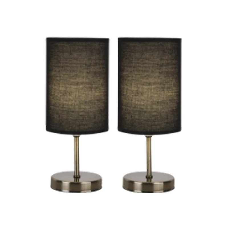 Twin Pack Metal Table Lamp | Black or Hessian