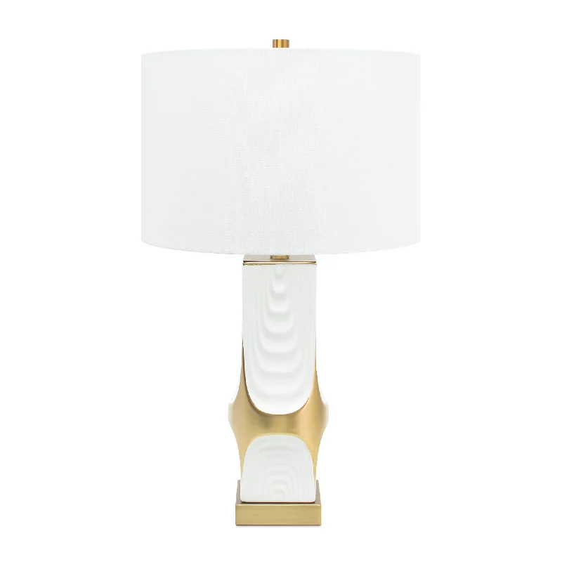 glass table lamps with a frosted surface for soft light diffusionWhite and Gold Drape Table Lamp-with 15x15x10 White Classic Linen Shade