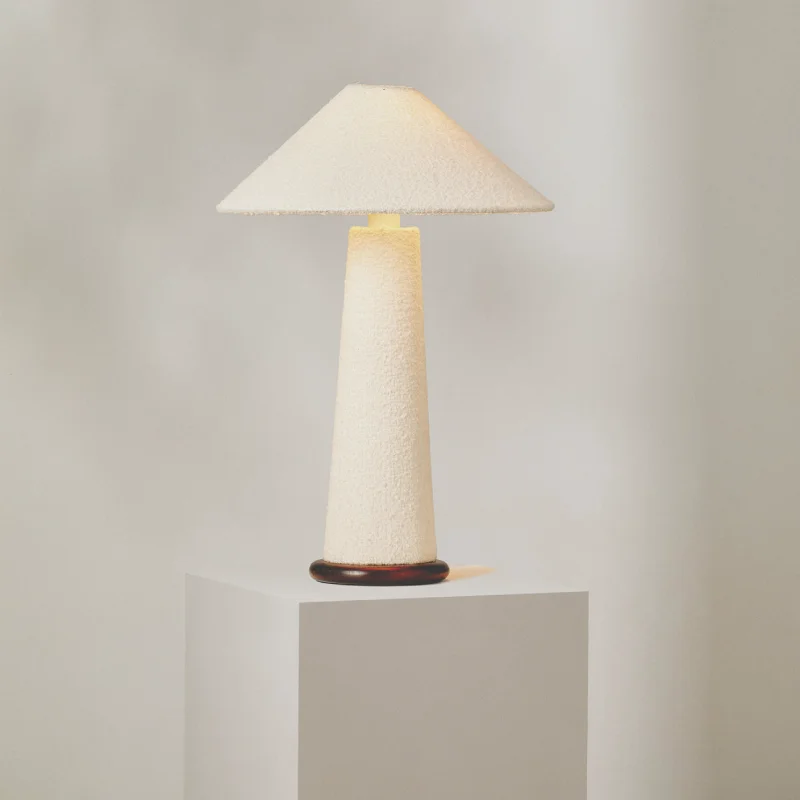 Ivory Textured Boucle Table Lamp