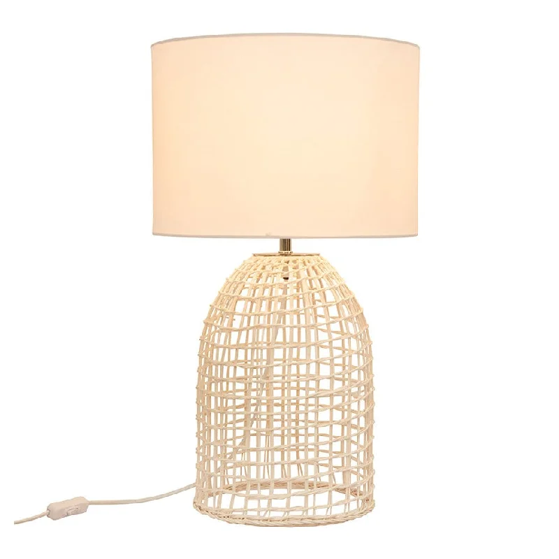 Zanie Rattan and Steel Table Lamp | White, Grey or Natural