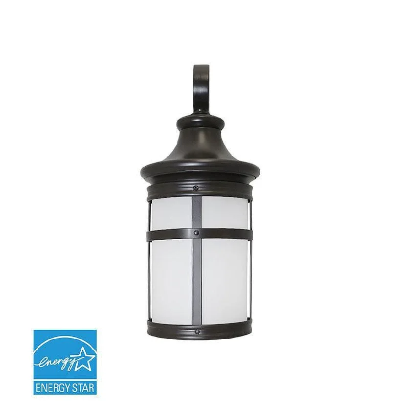 12.5W Outdoor LED Wall Lantern - Oil Rubbed Bronze Aluminum Die Cast & Frosted Glass Lens - 1200 lm