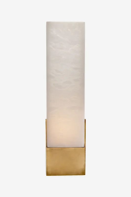 wood wall lamps with natural grain for a warm and organic feelAntique Brass Frosted Glass Wall Light | Andrew Martin Covet