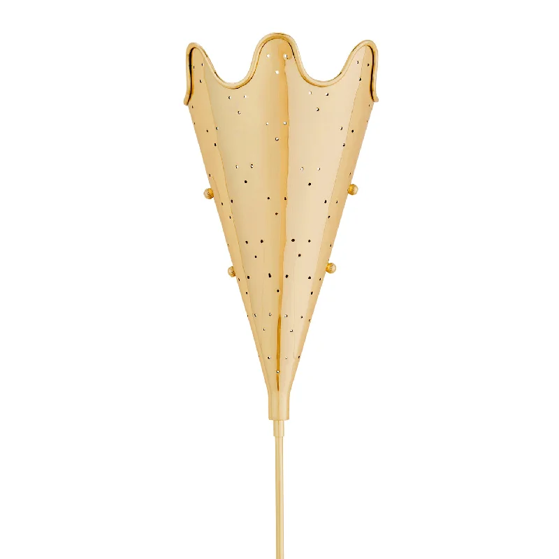victorian style wall lamps with intricate metalwork for traditional entrywaysBrass Ripple Torchiere Sconce