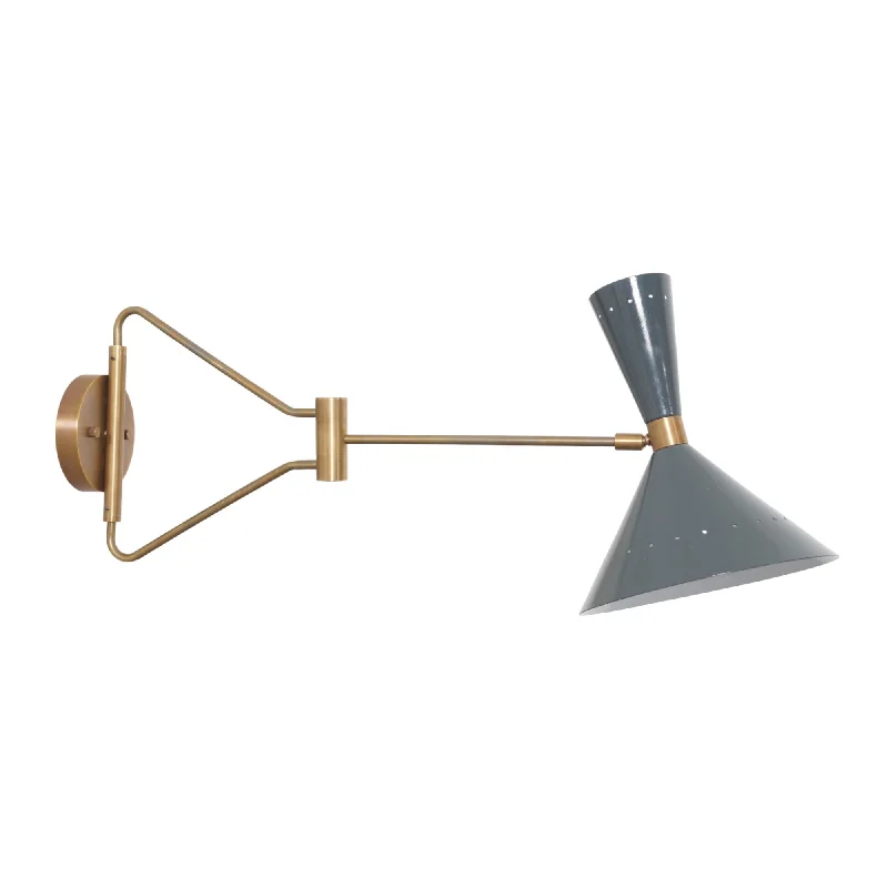 Double Light Articulated Arm Brass Wall Lamp