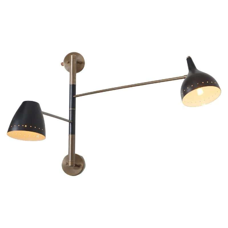 Double Shade Brass Articulated Arm Wall Fixture