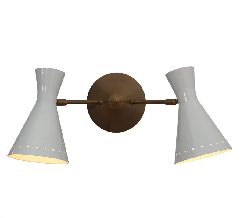 Double Shade Brass Articulated Arm Wall Lamp