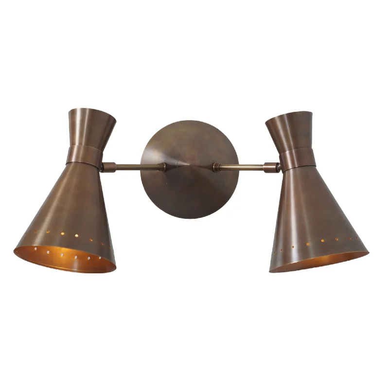 Double Shade Brass Articulated Arm Wall Lamp